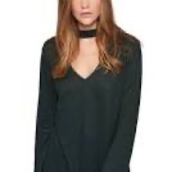 Sanctuary NWT Genevieve Linen Bell Sleeve Choker Top in Meadow Green. Size M. - Picture 1 of 7